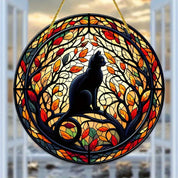 Black Cat Moonlight Window Suncatcher 1 15x15cm Halloween Decorations