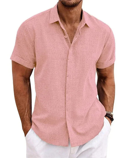 Men’s Luca Summer Linen Shirt Pink Shirts