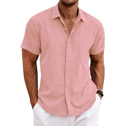 Men’s Luca Summer Linen Shirt Pink Shirts