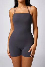 Women's Open Back Athletic Jumpsuit Gray Jumpsuit