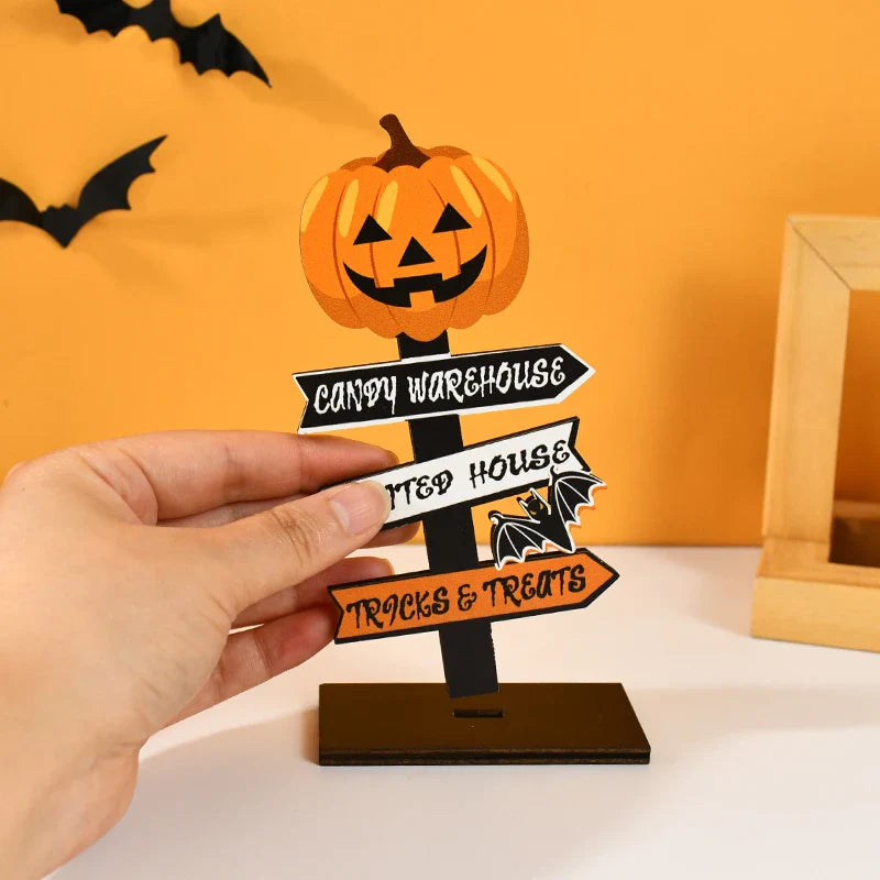 Wooden Pumpkin Ghost Halloween Halloween Decorations