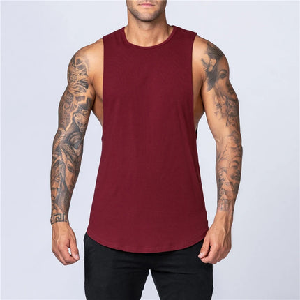 Men's Breathable Cotton Gym Tank Top Burgundy Tank Top
