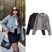Chic Heather™ | Wool Cropped Jacket Coat