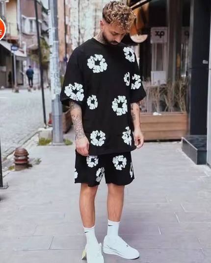 Men's Denim Tears Cotton Flower 3D Printed Shorts Set Shorts