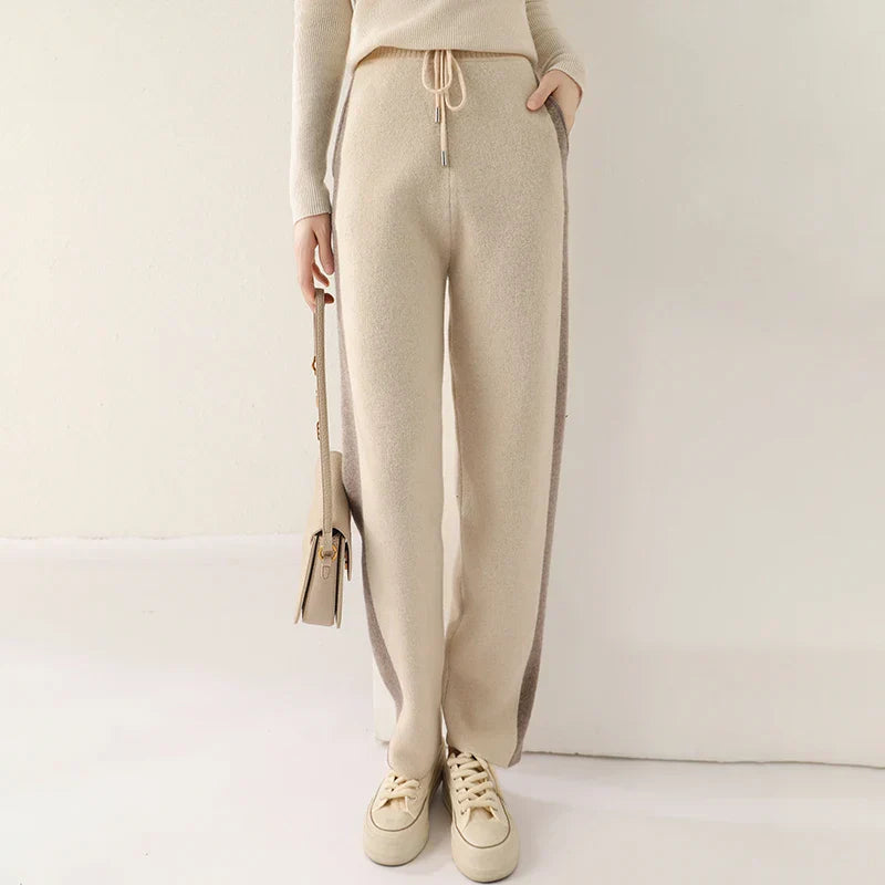 Plush Wool Pants – Wide-Leg Cozy Wool Trousers Women Pants
