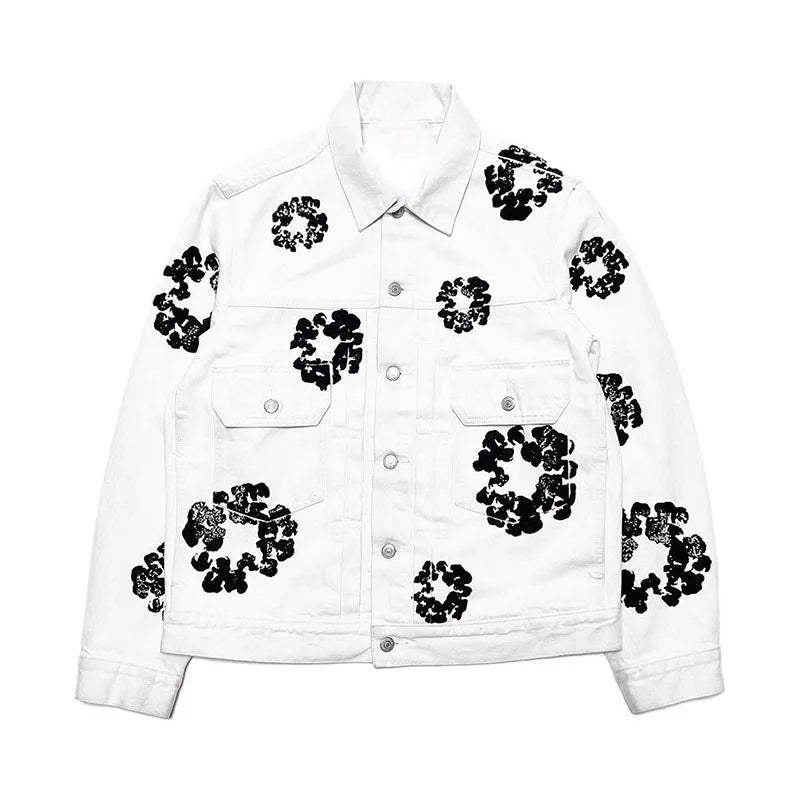 Retro Denim Tears Couples Outfit - Matching Jacket and Pants Set White top Jacket