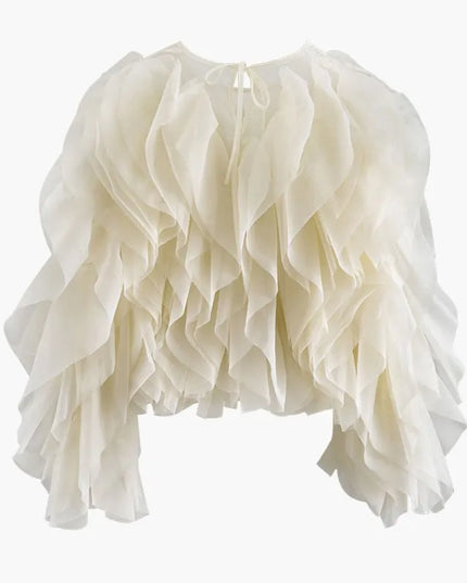 Karissa™ | Elegant Ruffles Sleeved Blouse Apricot Blouse