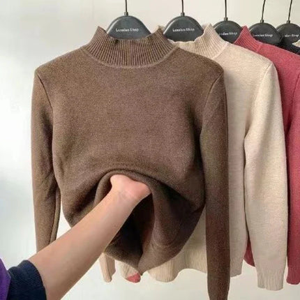 Elegant Knitted Turtleneck Sweater Coffee Turtleneck Sweater