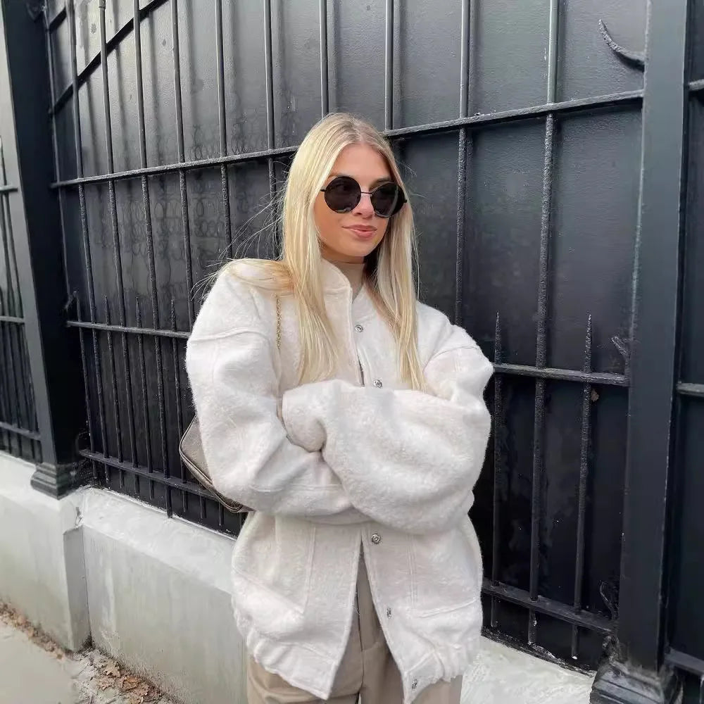 Versatile Thermal O-Neck Jacket Off White Jacket & Coats