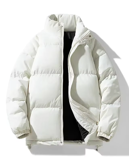 Collared Puffer Jacket White Stamped Men's Clothing