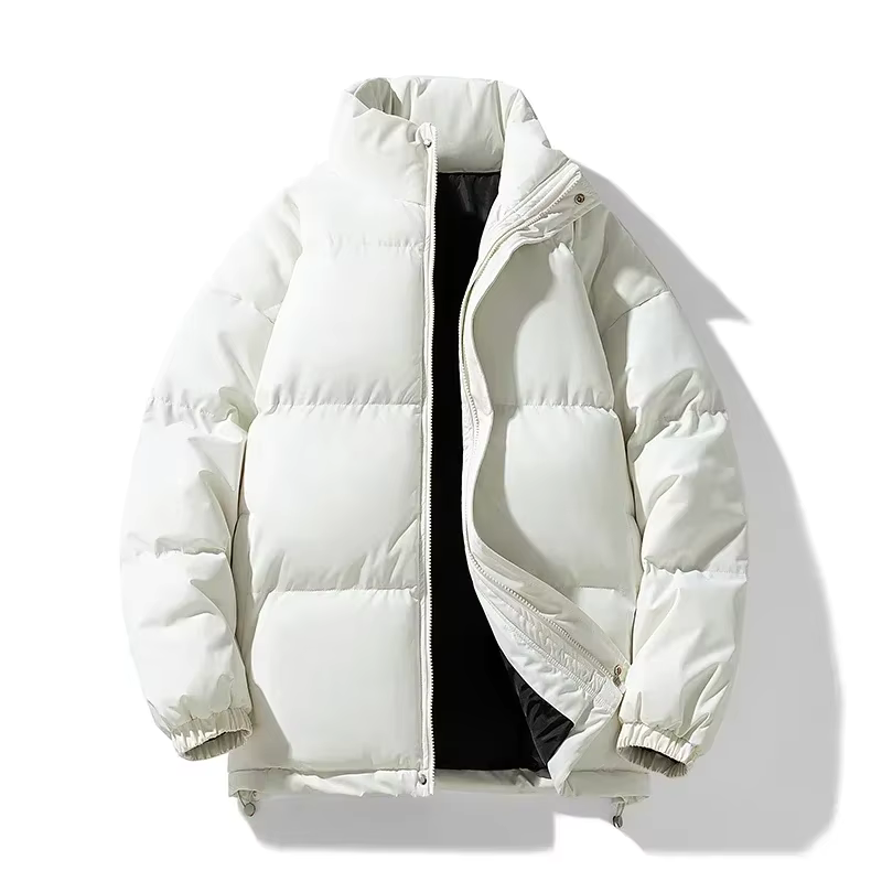Collared Puffer Jacket White Stamped Men's Clothing