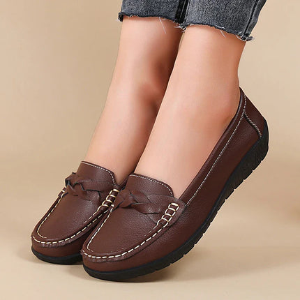 Diana™ - Genuine Leather Moccasin Brown Shoes