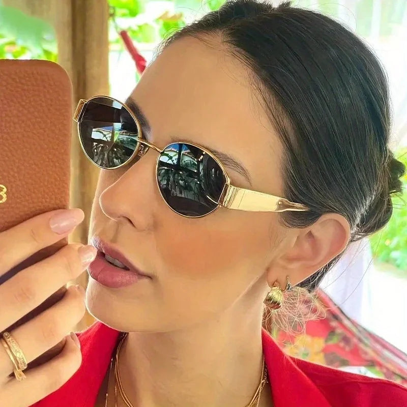 Trendy Unisex Oval Metal Frame Sunglasses Sunglasses