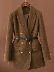 Vintage Wool Blazer with Belt - OKOHOKO™ FASHION