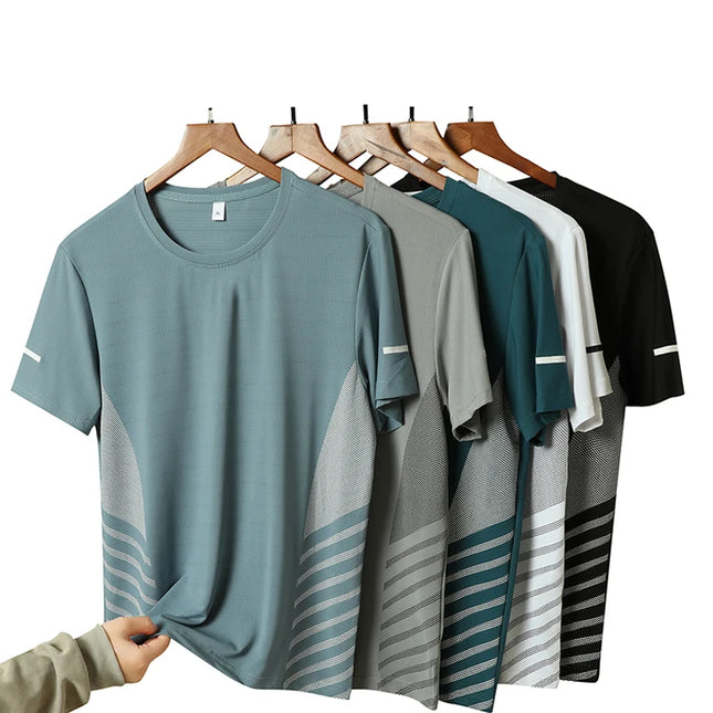 Men’s Summer Ice Silk Running T‑Shirt Men T-Shirts