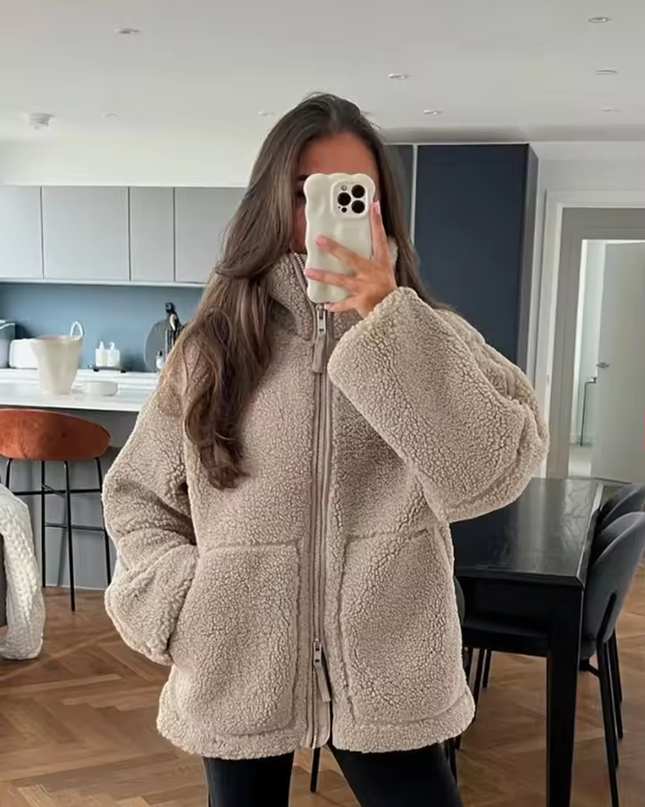 Cozy Teddy Fleece Jacket Coffee Fleece Jacket