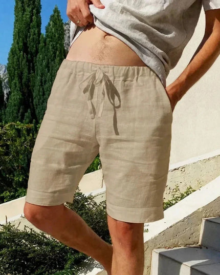Men’s Cotton-Linen Breathable Street Shorts Light Khaki Shorts