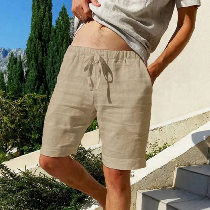 Men’s Cotton-Linen Breathable Street Shorts Light Khaki Shorts
