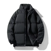 Collared Puffer Jacket Black Men's Clothing