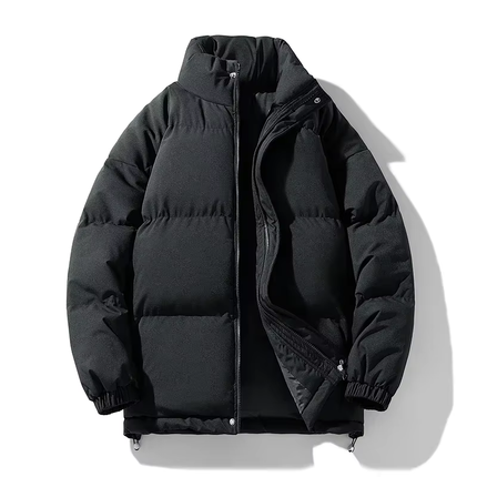 Collared Puffer Jacket Black Men's Clothing