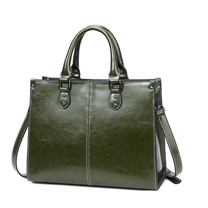 Elegant Genuine Leather Women's Tote Bag Green Tote Bags