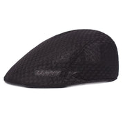 Breathable Mesh Newsboy Cap Black Hats