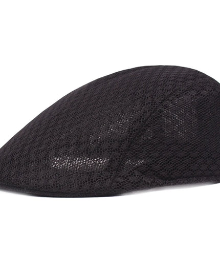 Breathable Mesh Newsboy Cap Black Hats