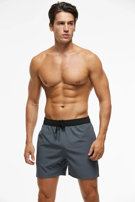 Men's Quick-Dry Swim Trunks with Zipper Pockets Grey Shorts