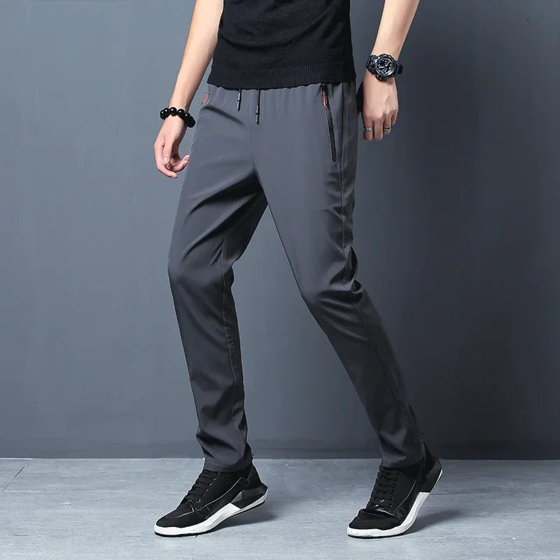 Korean Straight-Fit Men’s Jogger Pants – Slim Elastic Dark Grey Men Pants