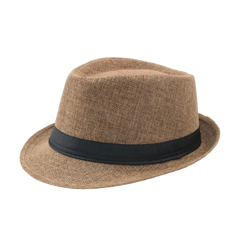 Stylish Wide-Brim Straw Hat for Summer Sun khaki Adult Hats