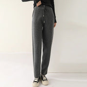 Plush Wool Pants – Wide-Leg Cozy Wool Trousers Women Pants
