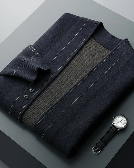 Men Heritage Cashmere Cardigan Navy Blue Men Cardigan