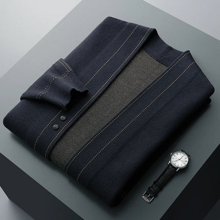 Men Heritage Cashmere Cardigan Navy Blue Men Cardigan