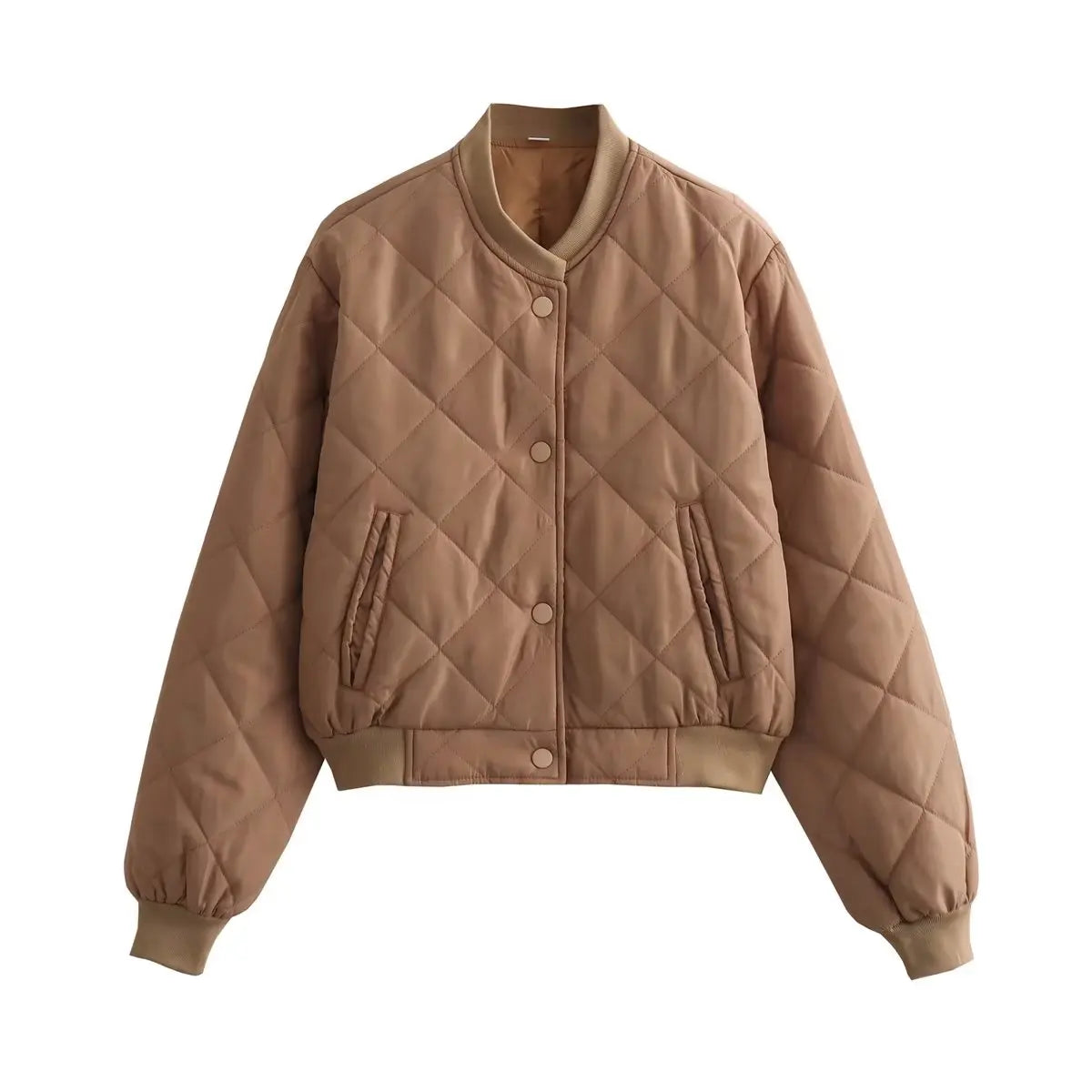 Women's Quilted Bomber Jacket Khaki Jacket