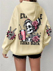 Women’s “Expensive Talks Back” Hoodie Beige Hoodie