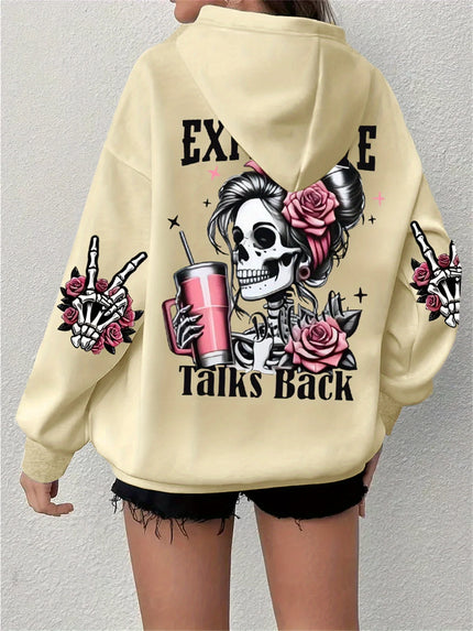 Women’s “Expensive Talks Back” Hoodie Beige Hoodie