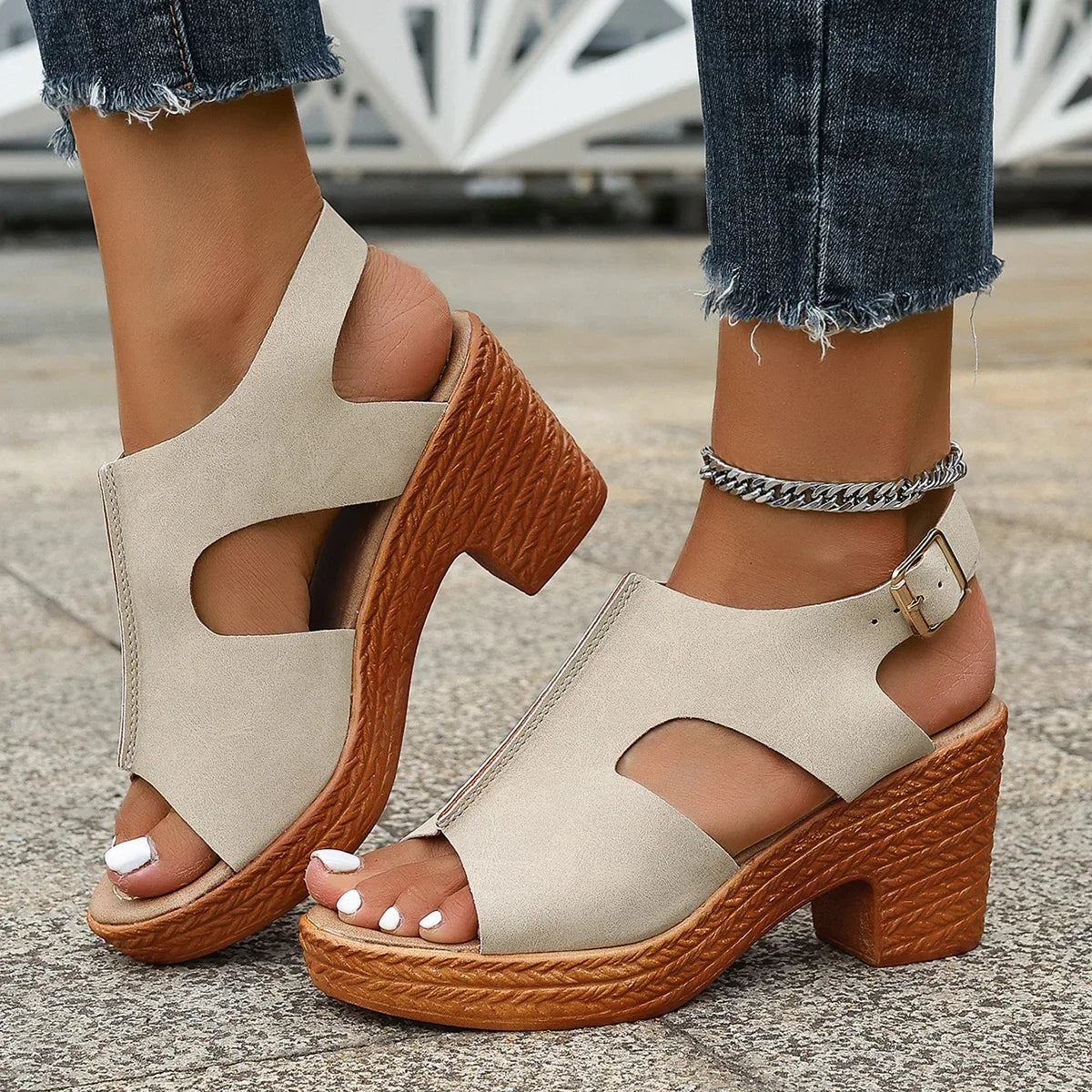 Sasha - Summer Sandals Beige Sandals