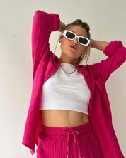 Carmen™ | Casual Cotton Set for Women Rose Red