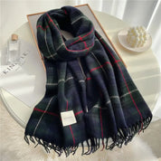 Whisper Plaid Scarf – Ultra-Soft Cashmere Blend Wrap Midnight Navy Women's Clothing