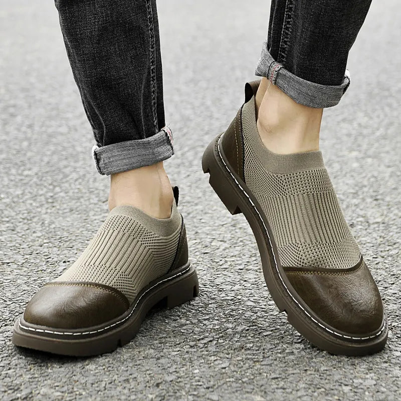 Breathable Mesh Slip-On Shoes for Men Brown Shoes