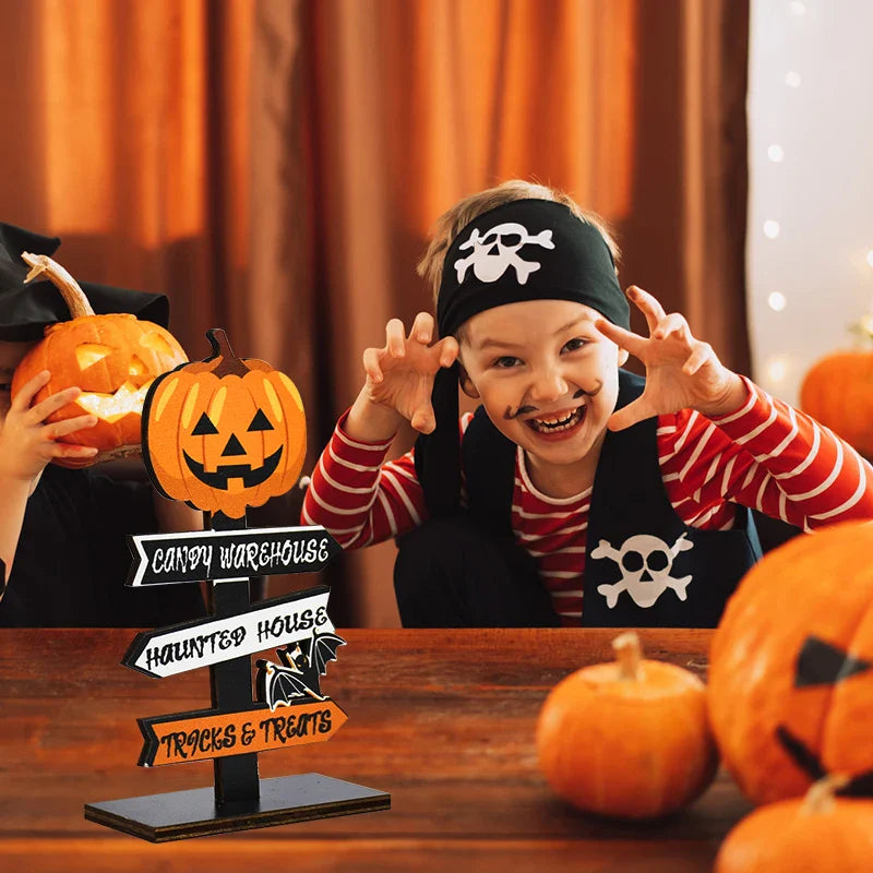 Wooden Pumpkin Ghost Halloween Halloween Decorations