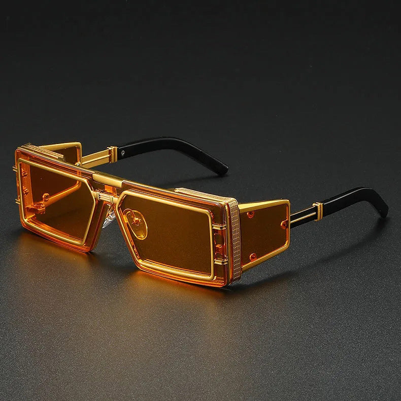 VANTAGE-X Sunglasses – Cyber-Luxe Visionary Eyewear Gold Sunglasses