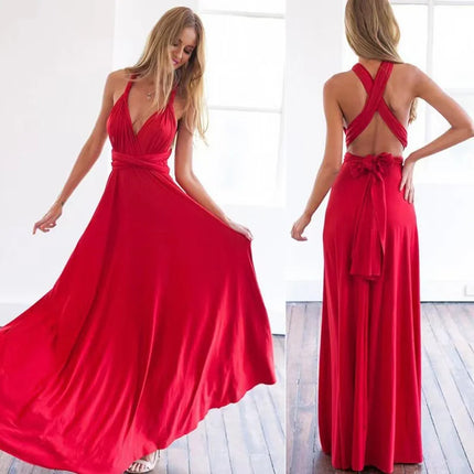 Multiway Wrap Convertible Red Maxi Dress Red Dresses