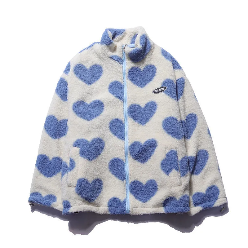 Women Heart Fleece Jacket Heart Fleece Jacket