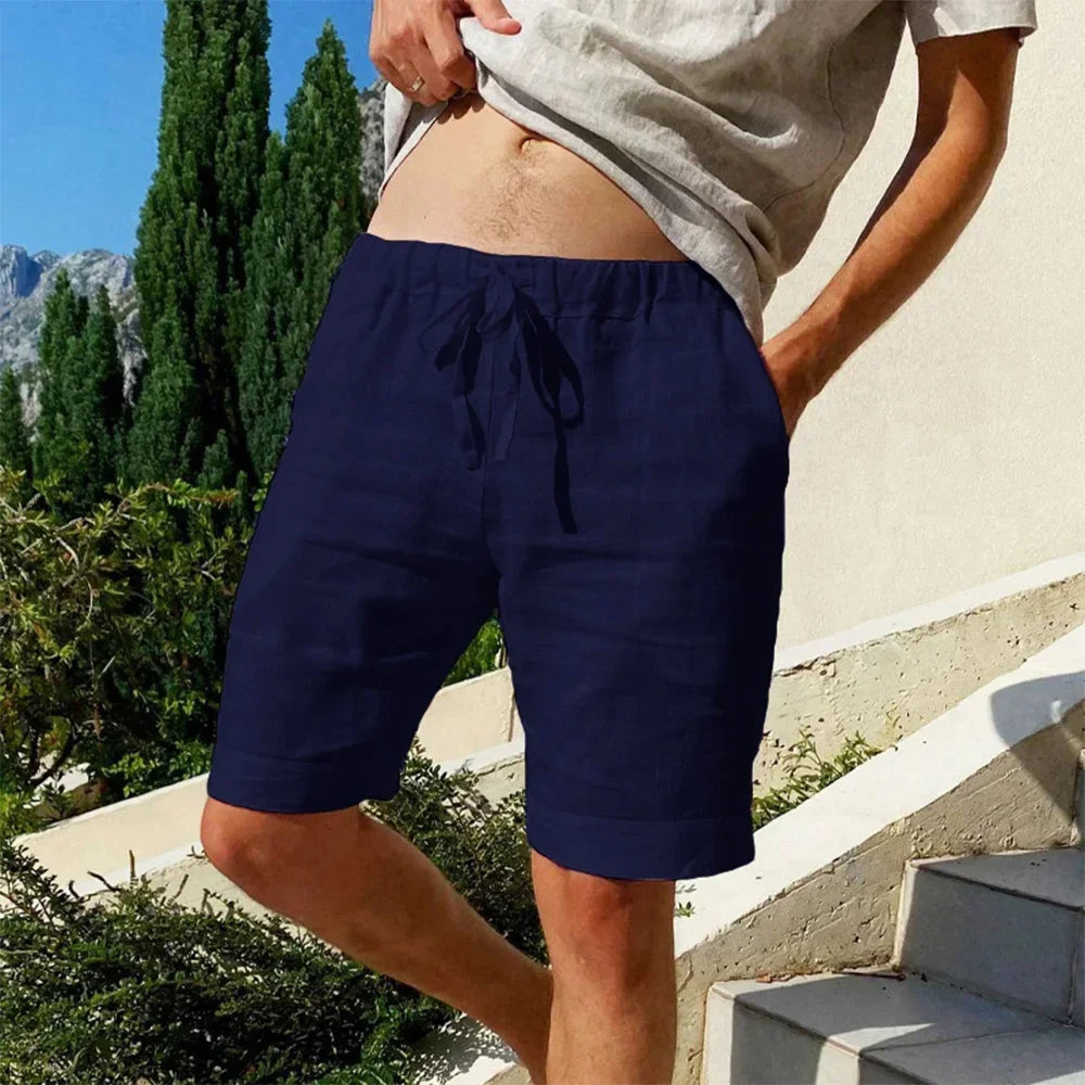 Men’s Cotton-Linen Breathable Street Shorts Navy Shorts