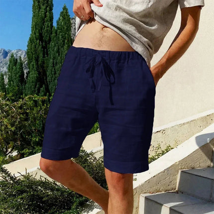 Men’s Cotton-Linen Breathable Street Shorts Navy Shorts