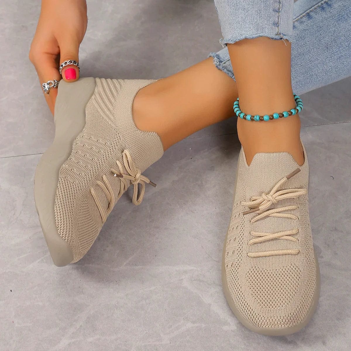 Zinnia | Premium Supportive Walking Shoes Soft Beige