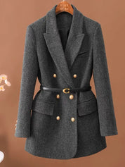 Vintage Wool Blazer with Belt - OKOHOKO™ FASHION