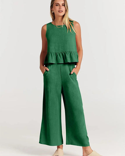 Amara™ | Casual Summer Co-ord Green Two piece set
