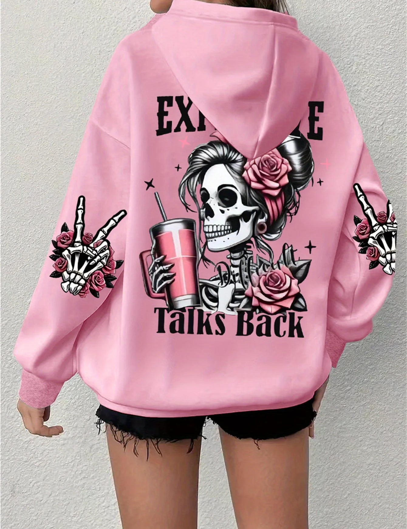 Women’s “Expensive Talks Back” Hoodie Pink Hoodie